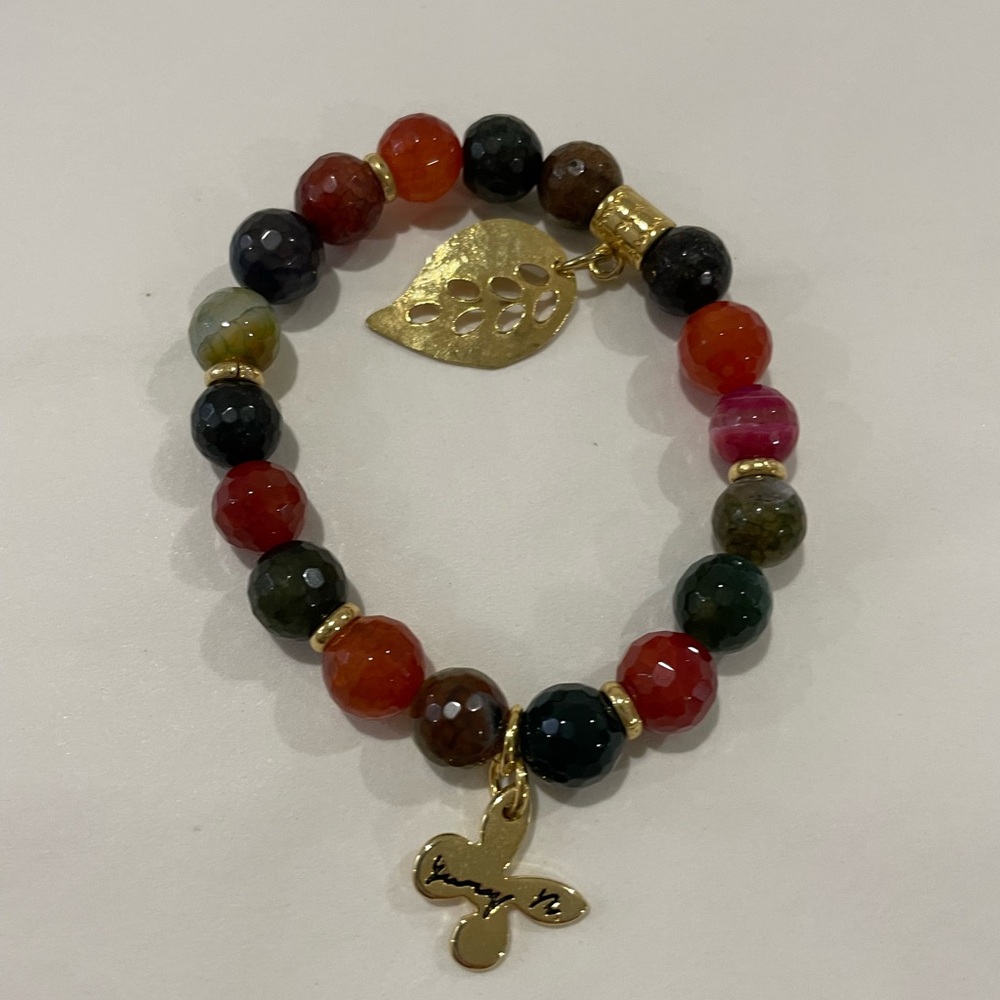Multicolor Beaded Bracelet with Gold Accents